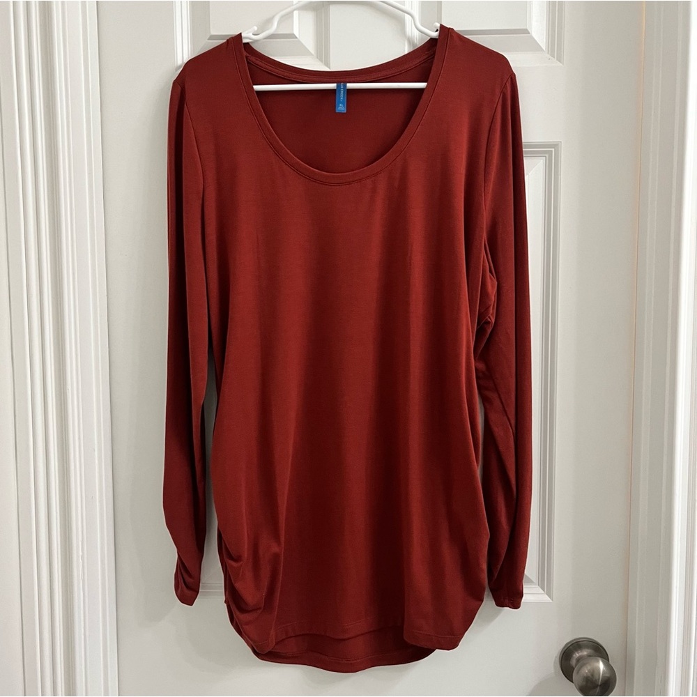 Falls Creek Deep red orange oversized long sleeve top